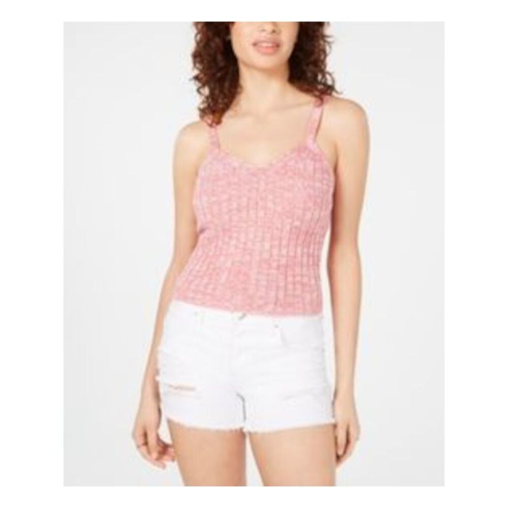 HOOKED UP Womens Top Tank Pink Spaghetti Strap V Neck Juniors M